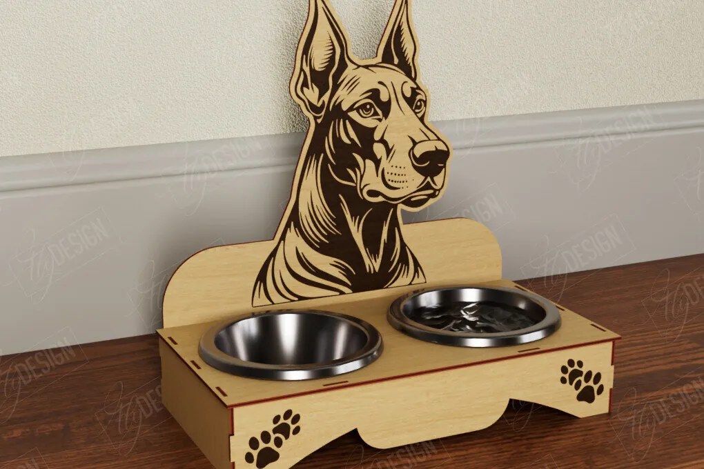 Intra απο ξύλο plywood Χρώμα wenge 3mm-4mm πάχος - Βάση μπολ τροφής για σκύλους | Θήκη για μπολ φαγητού Δίασταση 30x20 cm INTRAFABR-32485846