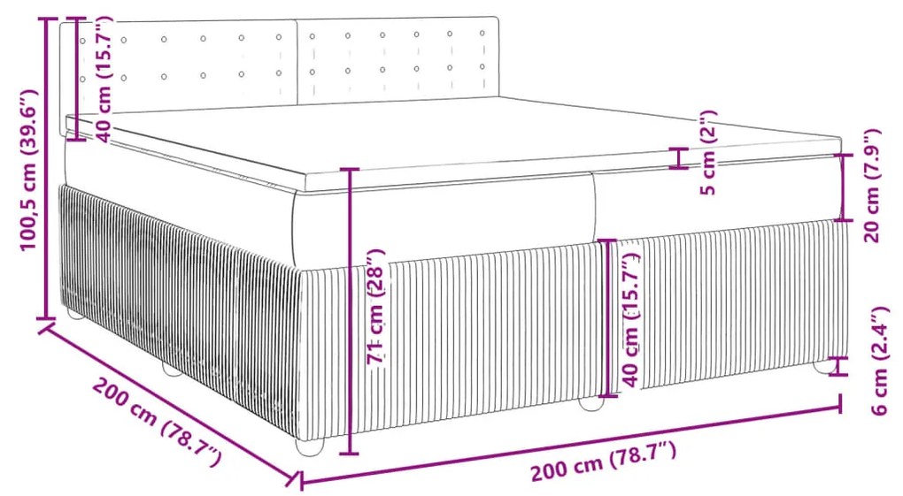 Κρεβάτι Boxspring με Στρώμα Σκούρο Πράσινο 200x200εκ. Βελούδινο - Πράσινο