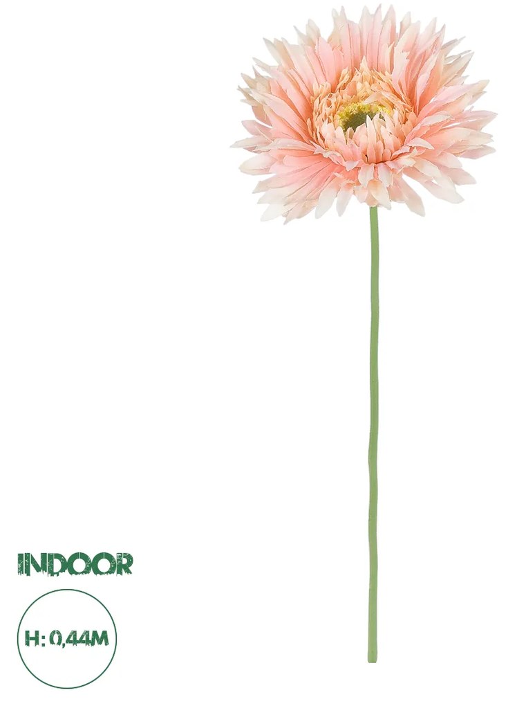 GloboStar® Artificial Garden PINK GERBERA  BRANCH 21105 Τεχνητό Διακοσμητικό Κλαδί Ζέρμπερας Ροζ Y44cm