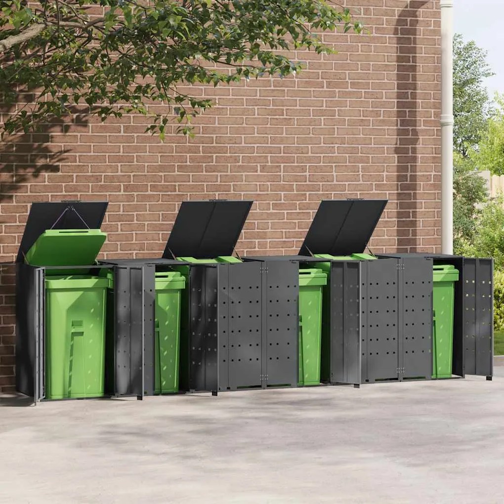 vidaXL Πλαίσιο Κάδων Απορριμμάτων 6 Κάδοι Ανθρακί 414x79x117 εκ Ατσάλι