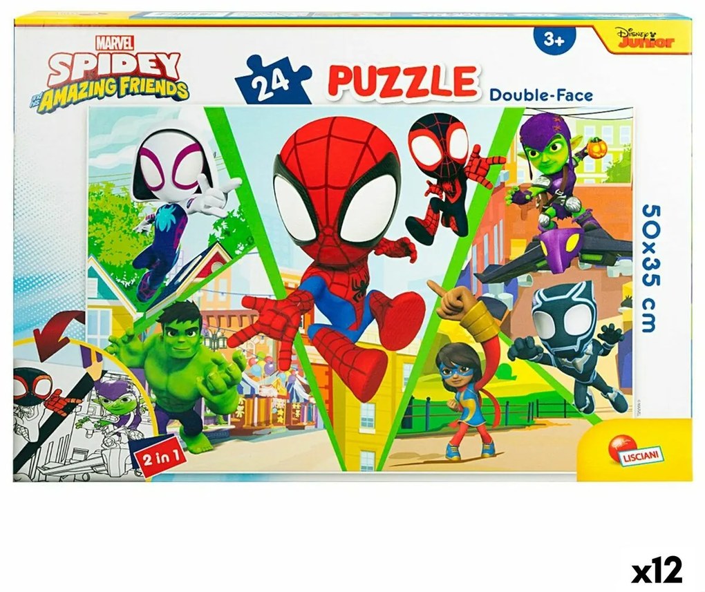 Παιδικό παζλ Spidey Διπλή όψη 50 x 35 cm 24 Τεμάχια (12 Μονάδες)