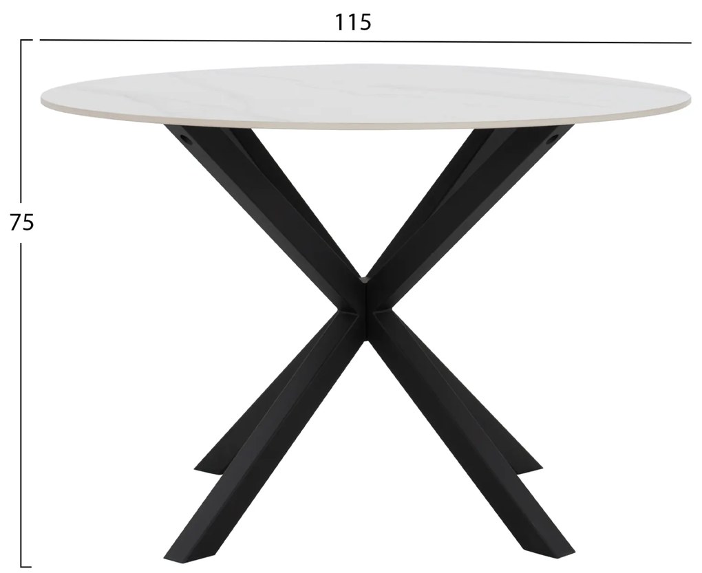 ΤΡΑΠΕΖΙ ΤΡΑΠΕΖΑΡΙΑΣ ΣΤΡΟΓΓΥΛΟ SYNTEC HM9309.02 SINTERED STONE ΛΕΥΚΟ ΜΕΤΑΛ.ΠΟΔΙΑ Φ115x75Y εκ.