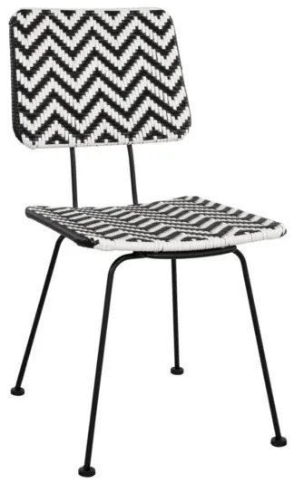 ΚΑΡΕΚΛΑ ΜΕΤΑΛΛΙΚΗ ALLEGRA HM5693 ΜΕ WICKER ΜΑΥΡΟ-ΛΕΥΚΟ 46x56x88Υ εκ.
