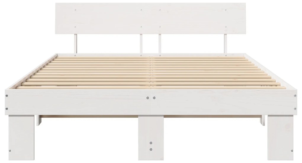 vidaXL Σκελετός Κρεβατιού Λευκό 150 x 200 cm Συμπαγές ξύλο πεύκου