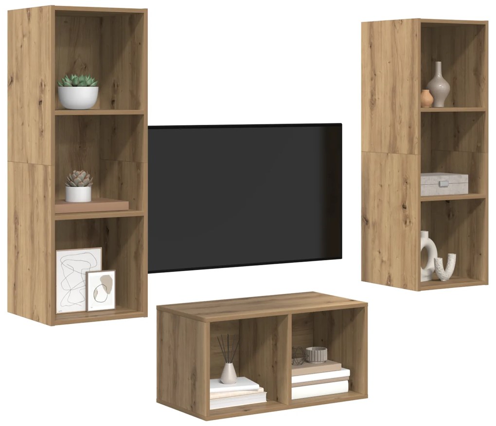 vidaXL Σετ επίπλου τηλεόρασης Επιτοίχιο artisan δρυς 37 x 37 x 107 εκ