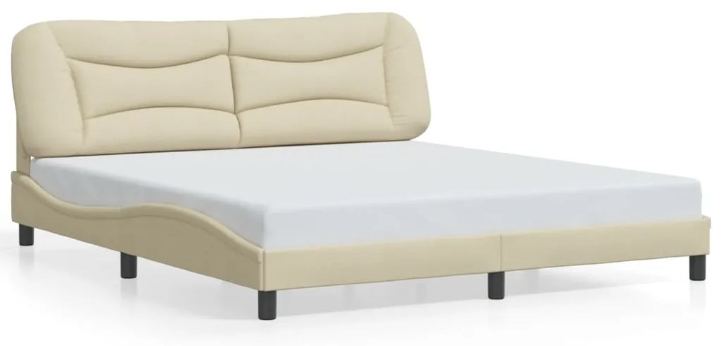 vidaXL Πλαίσιο κρεβατιού με LED χωρίς στρώμα Hvar Κρέμα 180x200 cm Ύφασμα