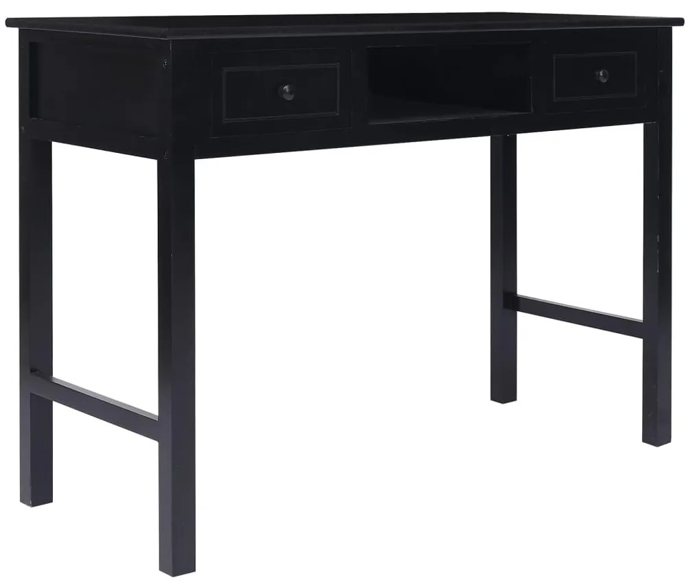 vidaXL Γραφείο Μαύρο 108 x 45 x 76 εκ. από Μασίφ Ξύλο Παυλώνιας