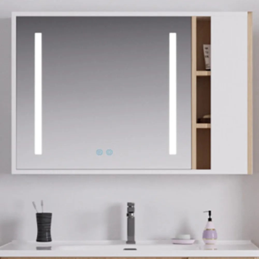 Καθρέφτης Vera Led 3MVER100WHS 100×70cm White-Sonoma Ξύλο,Γυαλί
