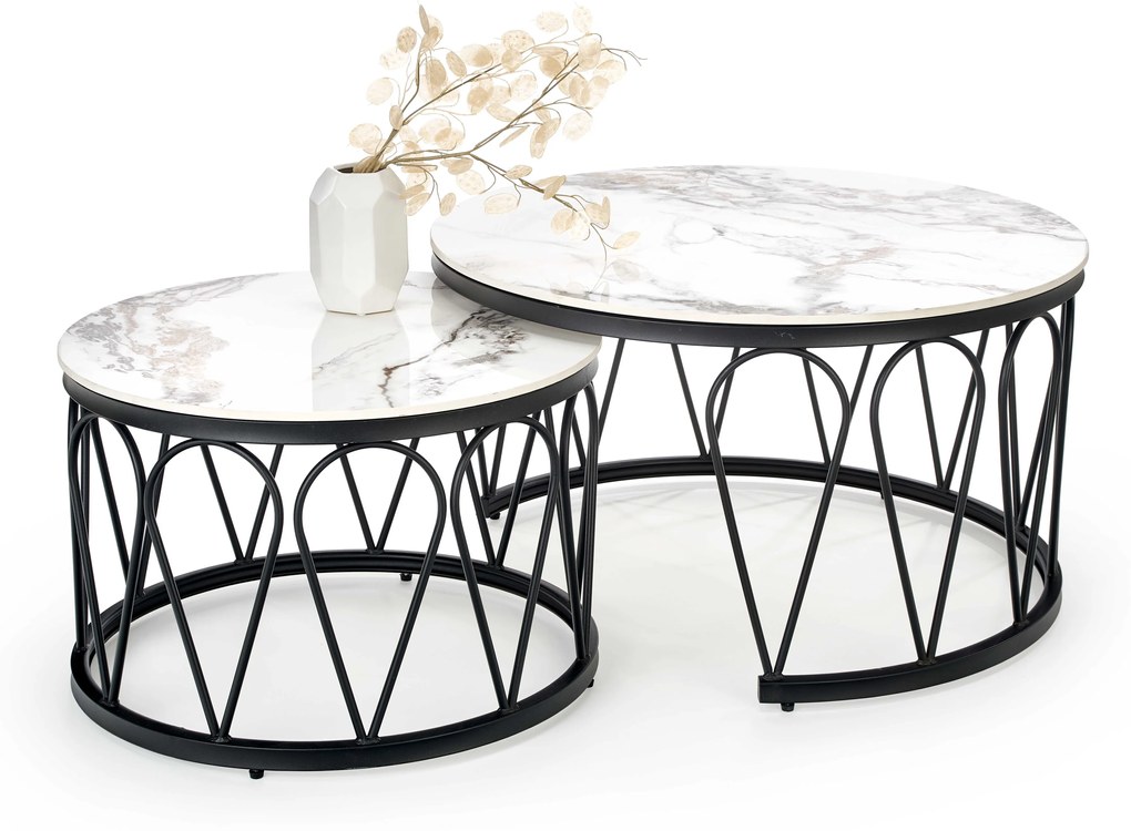 FORMOSA set of 2 coffee tables, white marble DIOMMI V-CH-FORMOSA-LAW