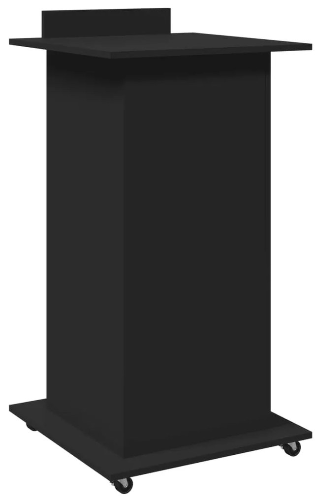 vidaXL Αναλόγιο με Ροδάκια &amp; Συρτάρι Μαύρο 55x55x107 εκ. Επεξ. Ξύλο