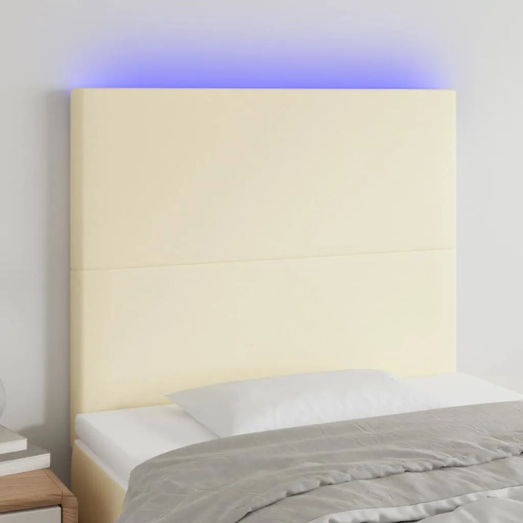 vidaXL Κεφαλάρι Κρεβατιού LED Κρεμ 100x5x118/128 εκ. Συνθετ. Δέρμα