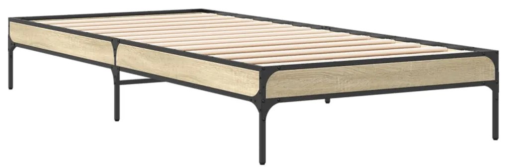 vidaXL Πλαίσιο Κρεβατιού Sonoma Δρυς 100x200 εκ. Επεξ. Ξύλο &amp; Μέταλλο