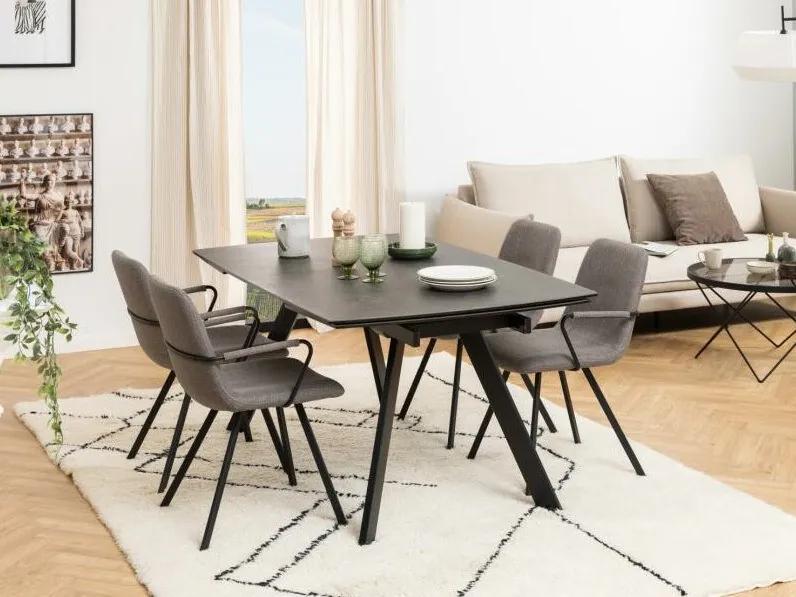 Τραπέζι Oakland 891, Μαύρο, 75x97x160cm, 92 kg, Επιμήκυνση, Κεραμικός, Επεξεργασμένο γυαλί, Μέταλλο | Epipla1.gr