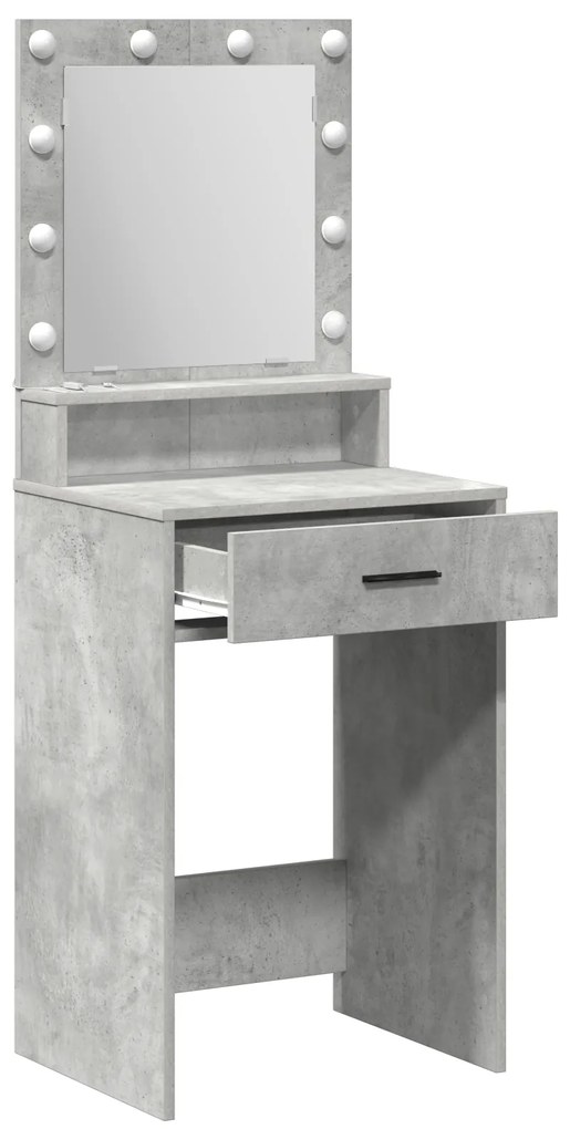 vidaXL Τραπέζι Ε dressing με LED Φώτα Γκρι Σκυρόδεμα 50x41x135 εκ.