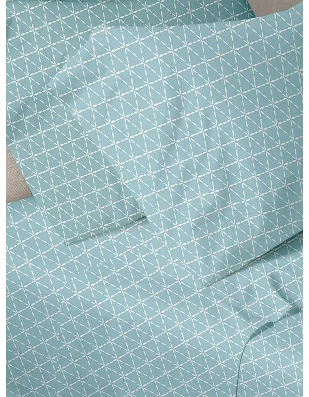 Σετ Σεντόνια Menta Εμπριμέ 940 Aqua Διπλό (200x250)