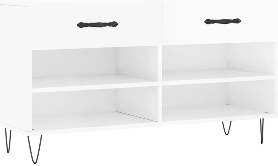 vidaXL Παπουτσοθήκη Γυαλιστερό Λευκό 102x35x55 εκ. Επεξεργασμένο Ξύλο
