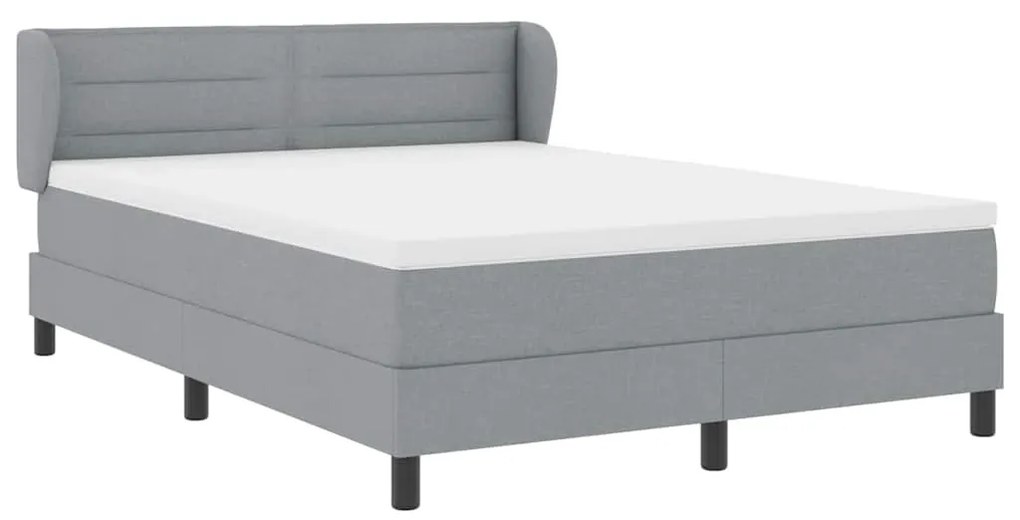 vidaXL Κρεβάτι box spring με στρώμα Ανοιχτό γκρι 140 x 190 cm ύφασμα