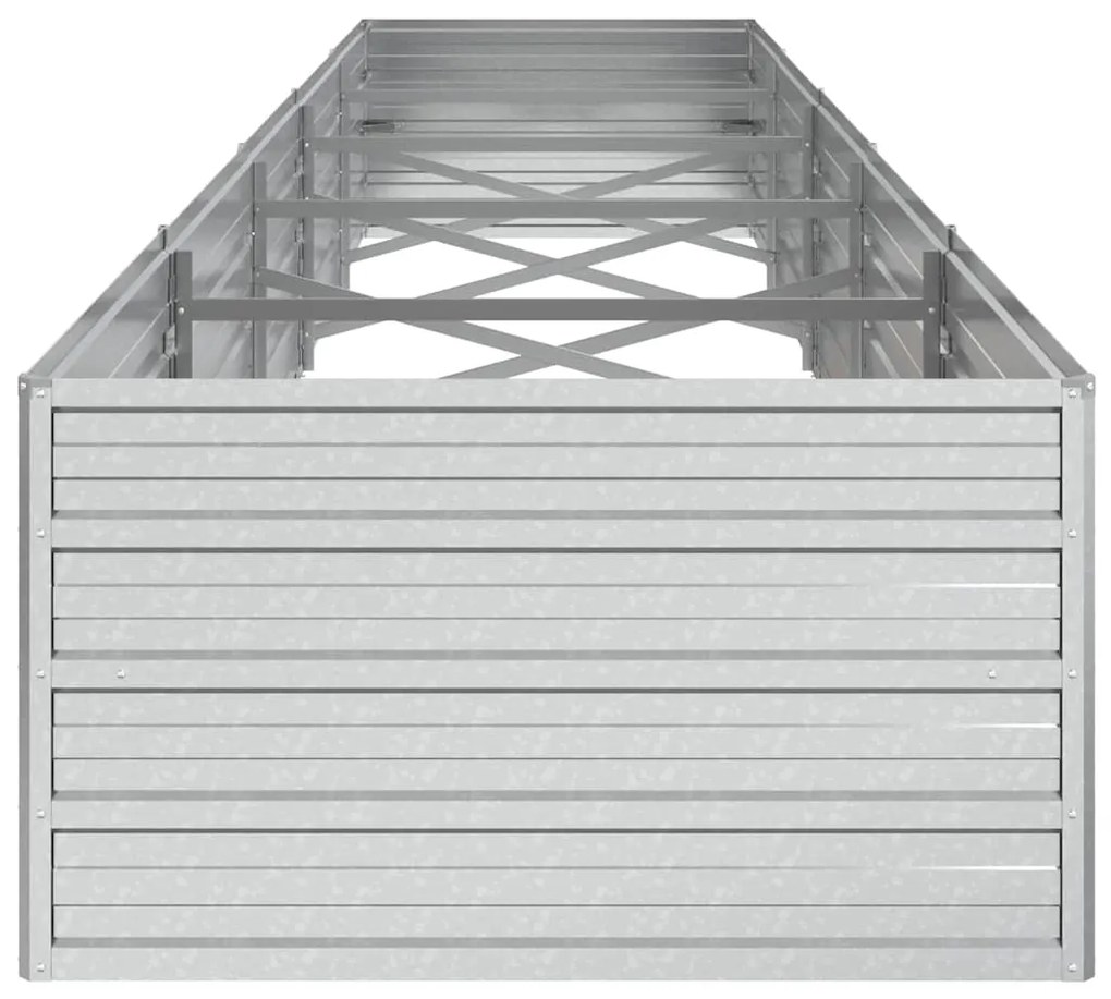 vidaXL Ζαρντινιέρα Υπερυψωμένη Ασημί 400x80x45 εκ. Γαλβανισμ. Χάλυβας