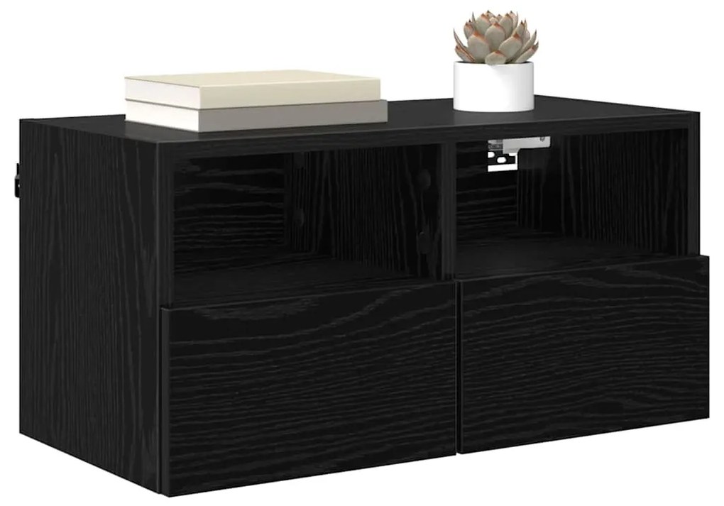 vidaXL Βάσεις τηλεόρασης Επιτοίχιο 2 pcs Μαύρη Οξυά 60 x 30 x 30 cm