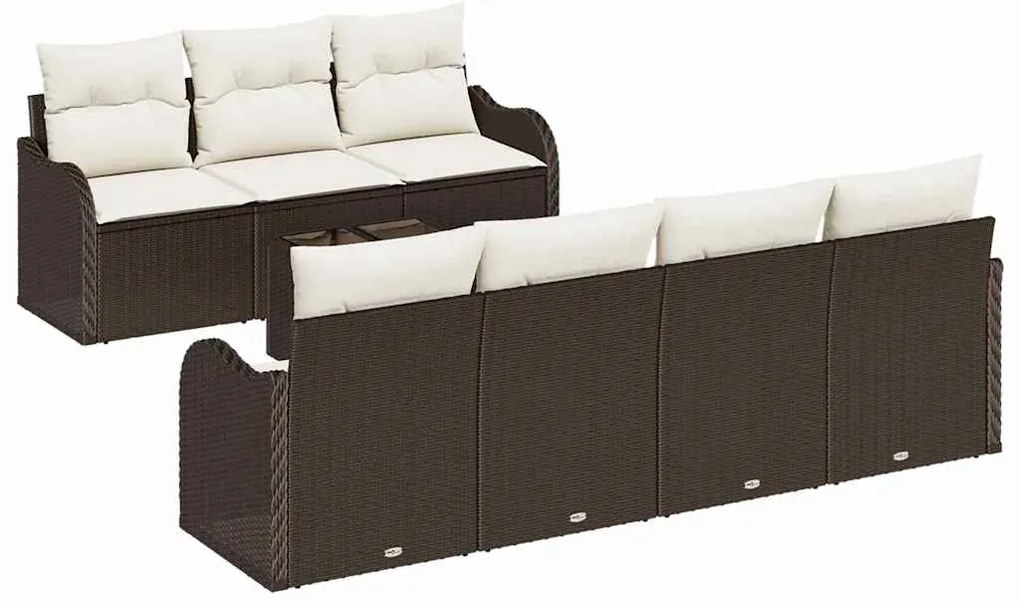 vidaXL Σετ Καναπέ Κήπου 8 pcs Καφέ 55 x 55 x 37 εκ Πολυ ράταν
