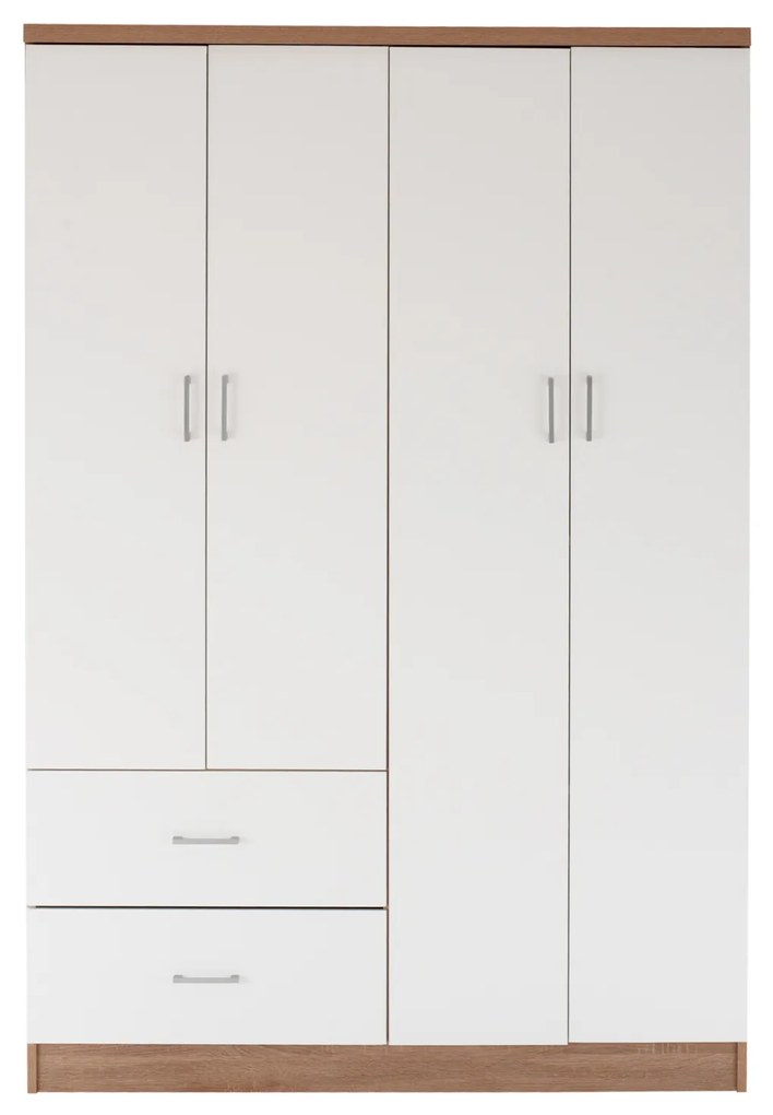 Ντουλάπα 4φυλλη Με 2 Συρτάρια Blakely Sonama Λευκή 120x42,5x180,5 Εκ.