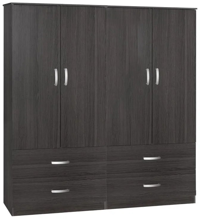 Zelia C four-leaf wardrobe with 4 drawers wenge color 158x42x180cm 158x42x180 εκ.