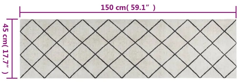 vidaXL Χαλί Κουζίνας Πλενόμενο με Τετράγωνο Σχέδιο 45x150 εκ. Βελούδο