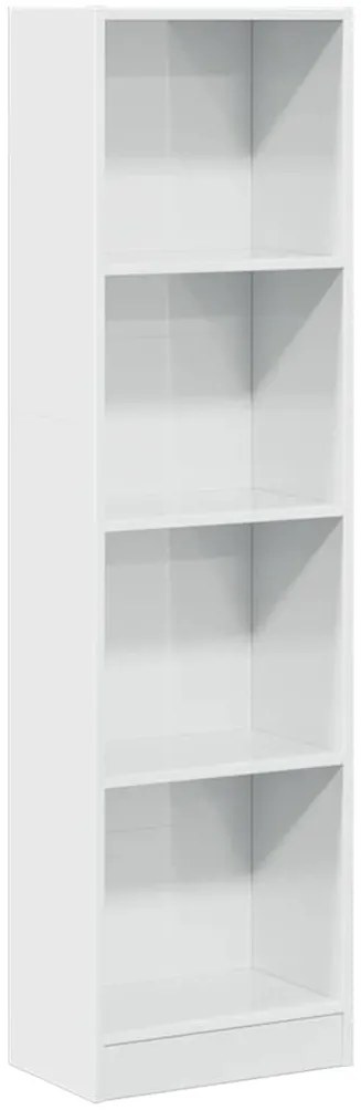 Βιβλιοθήκη Γυαλιστερό Λευκό 40x24x143 εκ. Επεξεργασμένο Ξύλο - Λευκό