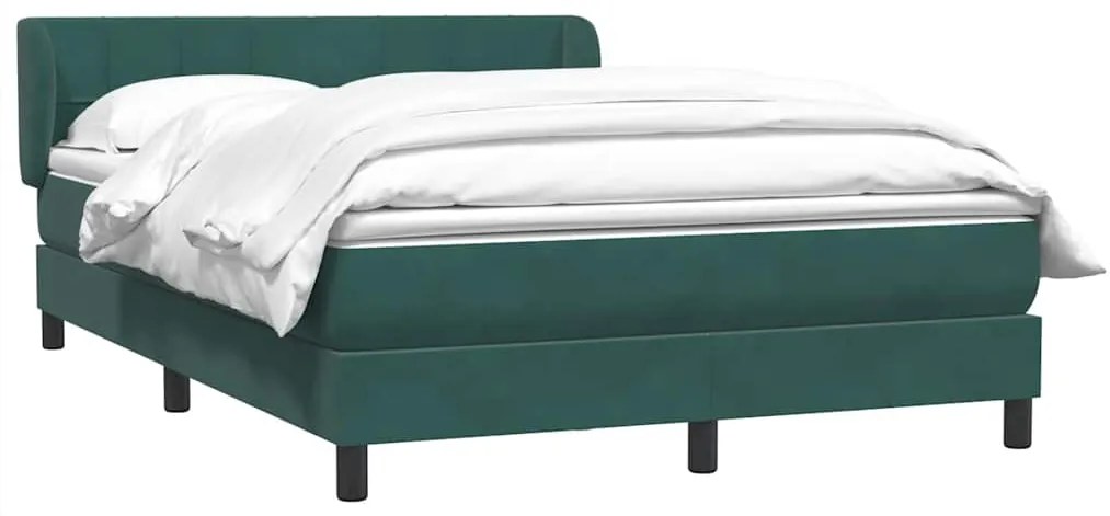 vidaXL Box Spring Κρεβάτι με στρώμα Σκούρο πράσινο 140x220cm Βελούδινο