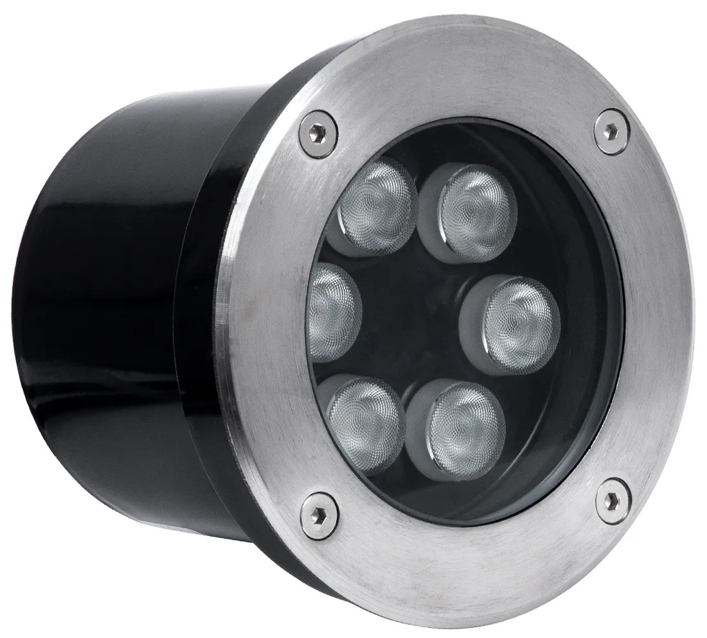 GloboStar® UNDERGROUND-TINA 90666 Χωνευτό Φωτιστικό Σποτ Δαπέδου LED 9W 945lm 30° DC 24V Αδιάβροχο IP65 Φ12 x Υ9cm Πολύχρωμο RGBW DMX512 - Ανοξείδωτο Ατσάλι - 3 Years Warranty