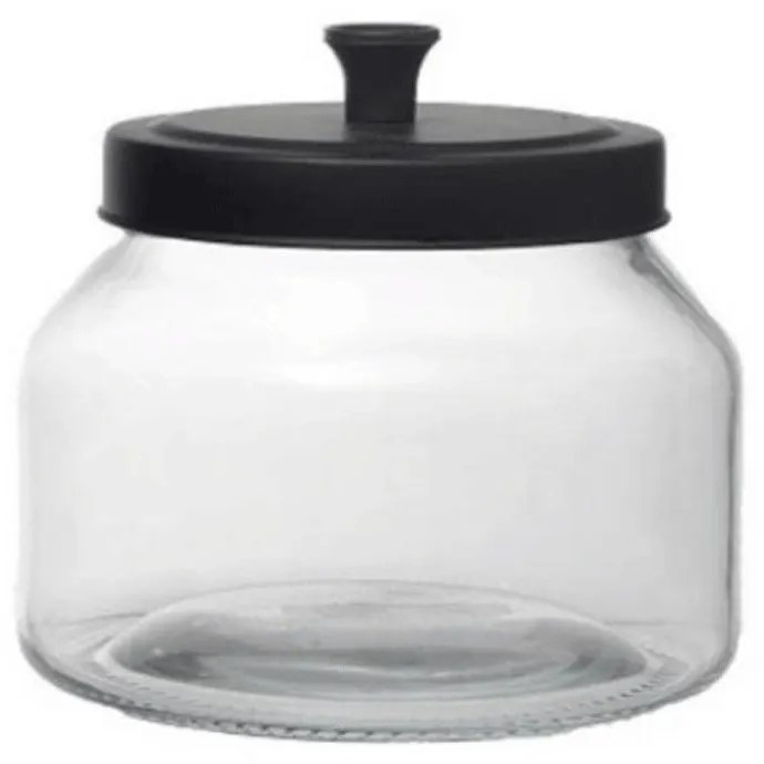 Βάζο Αποθήκευσης Με Καπάκι S JAR104K6 14,5x14,5x15cm 2Lt Clear-Black Espiel Μέταλλο,Γυαλί