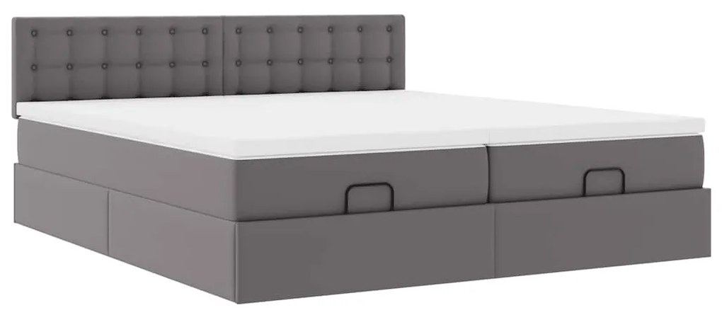 vidaXL Οθωμανικό Κρεβάτι με Στρώματα Γκρι 180x200cm Faux Leather