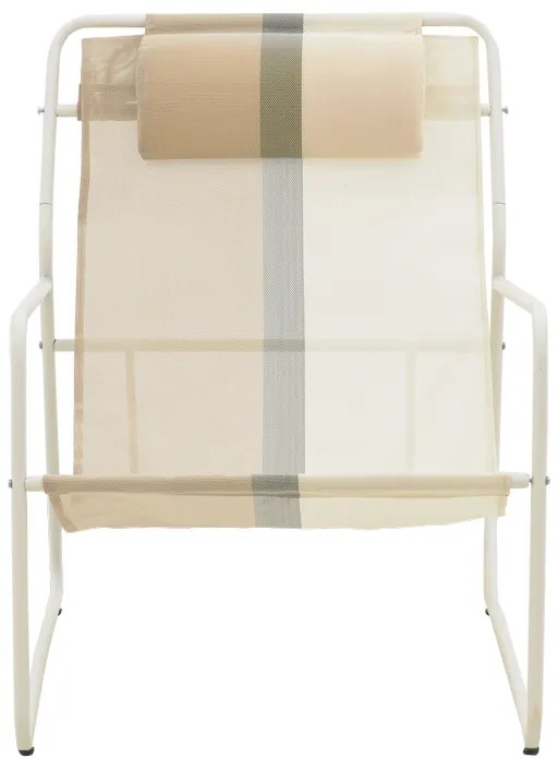 Σεζλόνγκ Feisty pakoworld αλουμίνιο λευκό-textilene γκρι-εκρού-μαξιλάρι 65x83x86εκ