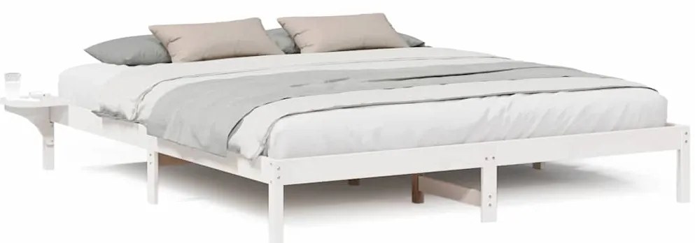 vidaXL Πλαίσιο κρεβατιού με κομοδίνα Λευκό 200 x 200 cm Λευκό