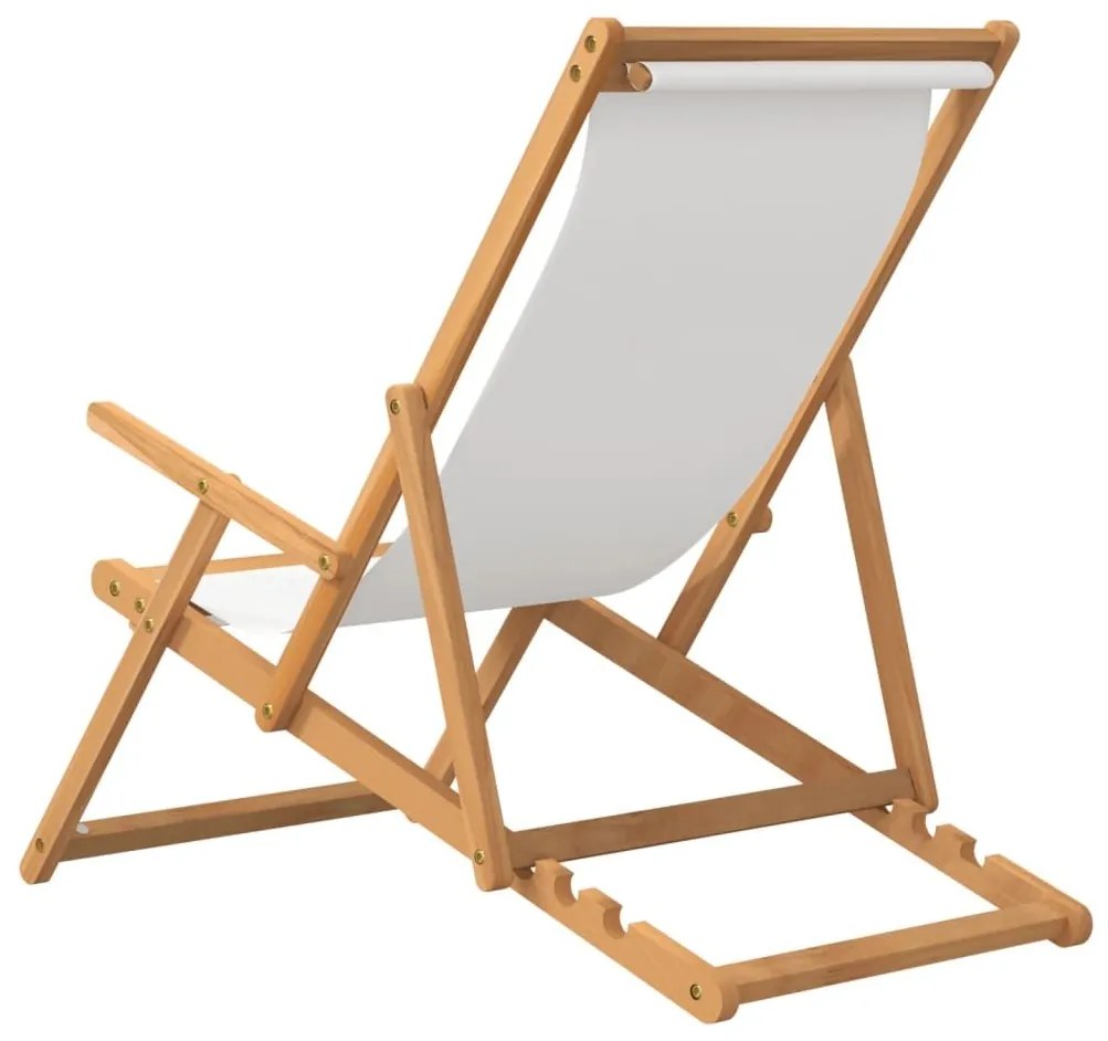 Καρέκλα Παραλίας Πτυσσόμενη Κρεμ από Μασίφ Ξύλο Teak - Κρεμ