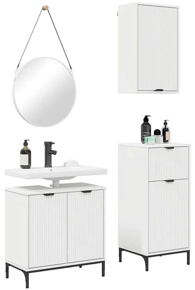 vidaXL Σετ Επίπλων Μπάνιου με συρτάρι με ράφι Επιτοίχιο 3 pcs Λευκό