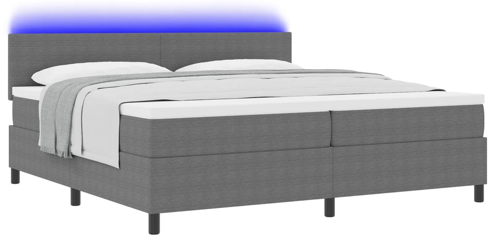 vidaXL Κρεβάτι με Βάση Στρώματος & LED Ανοιχτό Γκρι 200x200 εκ. Βελούδο