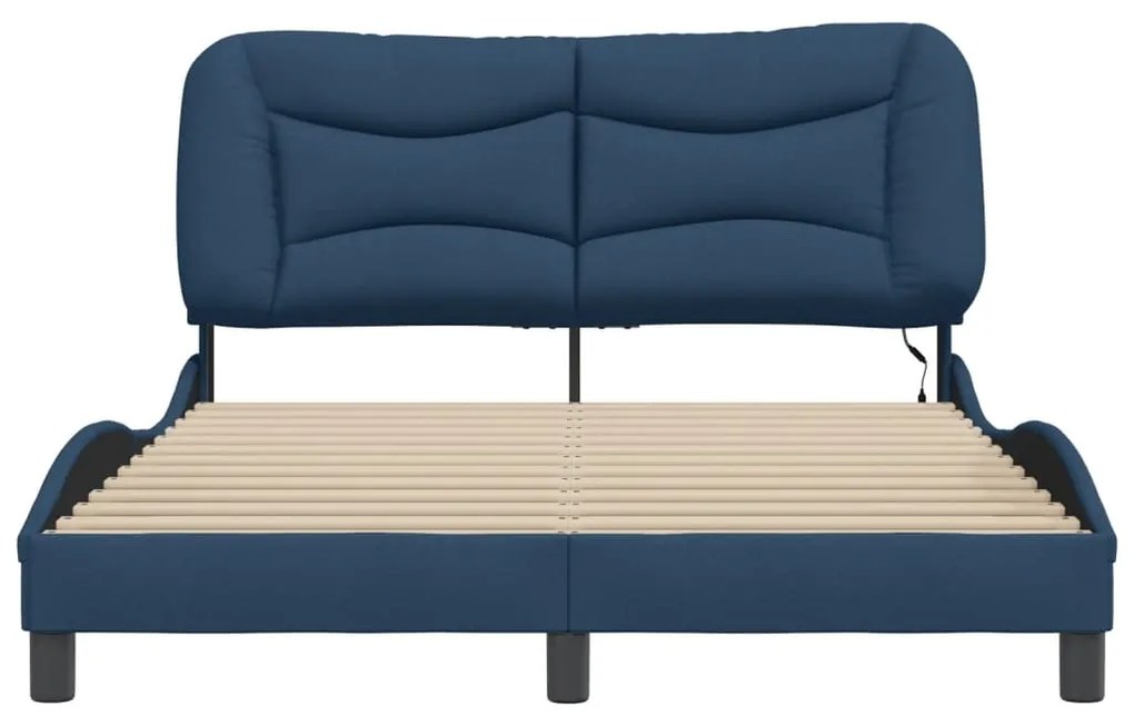 vidaXL Σκελετός Κρεβατιού με LED Χωρίς Στρώμα Hvar Μπλε 140x200 εκ.
