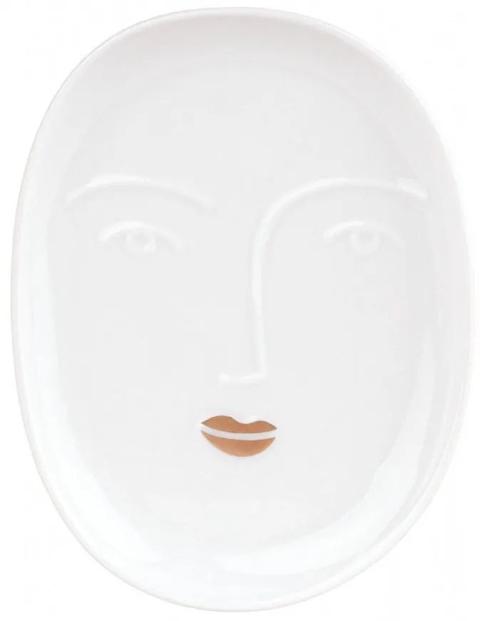 Πιατέλα Διακοσμητική Πορσελάνινη Face RD0015727 9x7cm White-Gold Raeder Πορσελάνη