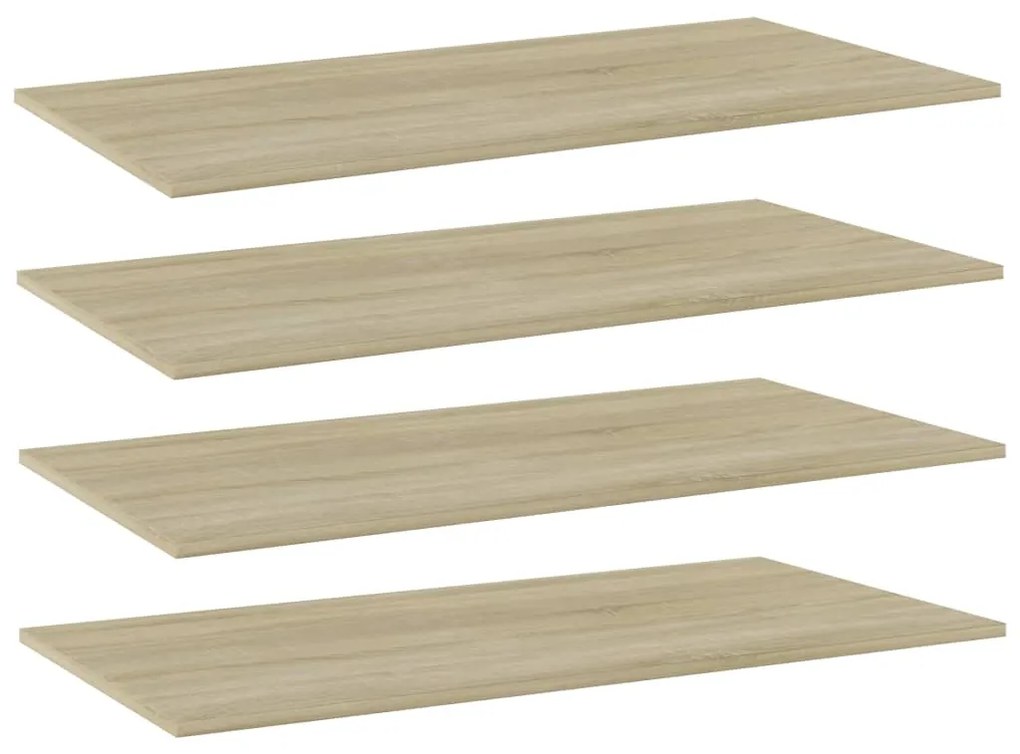 vidaXL Ράφια Βιβλιοθήκης 4 τεμ. Sonoma Δρυς 80x20x1,5 εκ. Μοριοσανίδα
