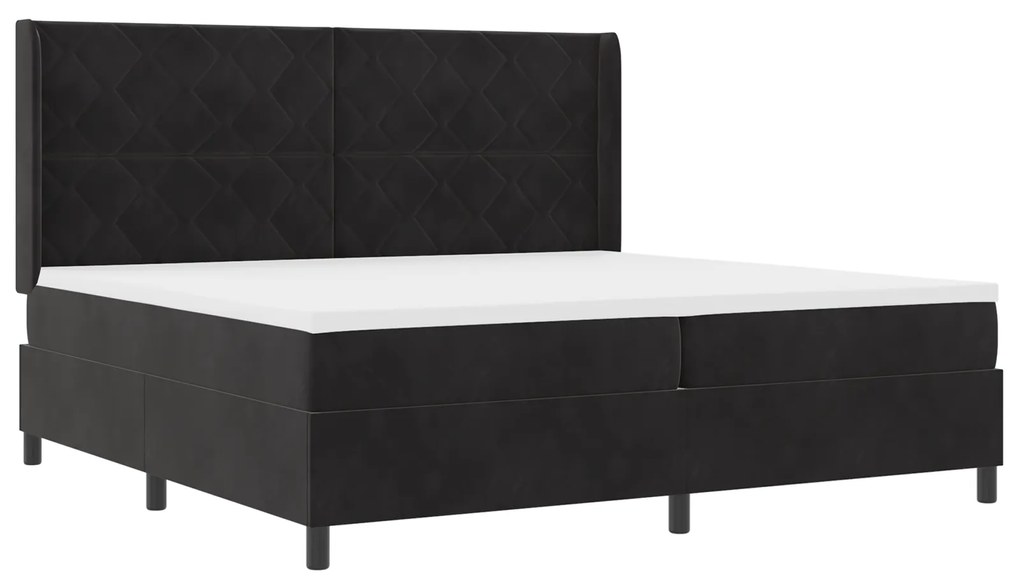 vidaXL Κρεβάτι Box Spring με Στρώμα & LED Μαύρο 200x200 εκ Βελούδο