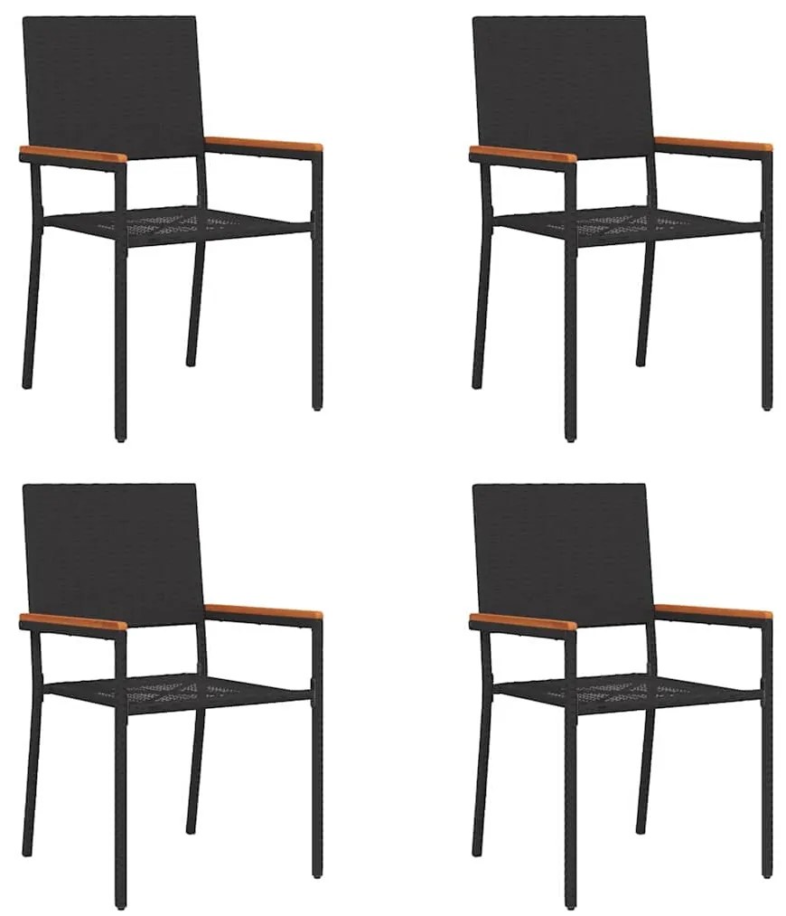 vidaXL Καρέκλες κήπου που σωριάζονται 4 pcs Μαύρο, Καφέ