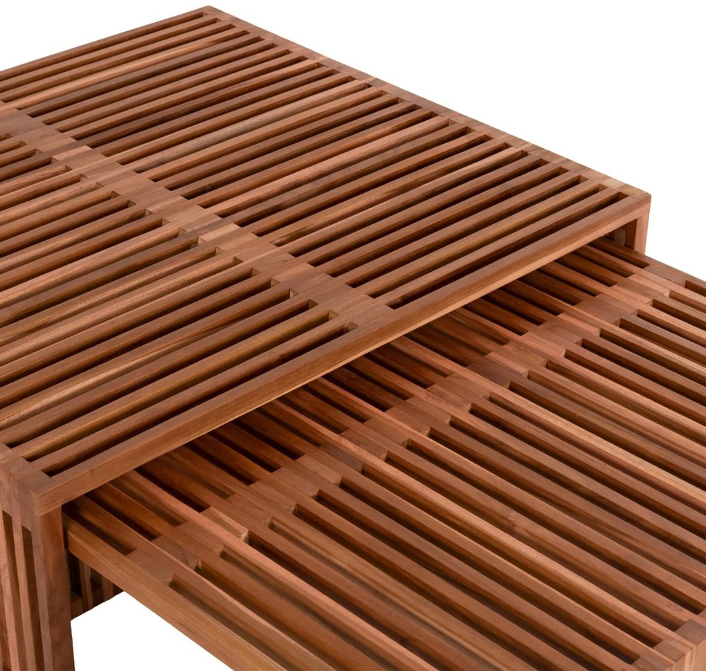 Τραπεζάκι σαλονιού NYA C9546 Σετ 2 τμχ Ξύλο TEAK σε Φυσικό 86x79x46Yεκ. 86x79x46 εκ.