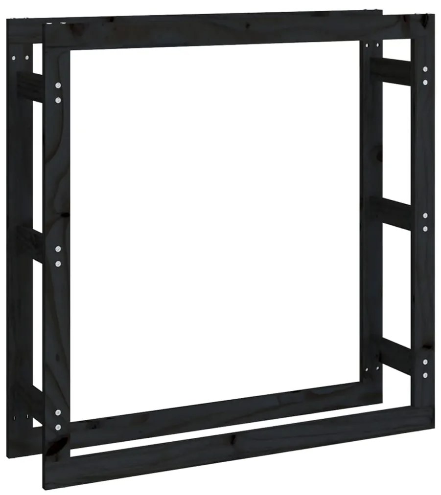 vidaXL Ραφιέρα Καυσόξυλων Μαύρο 100x25x100 εκ. από Μασίφ Ξύλο Πεύκου