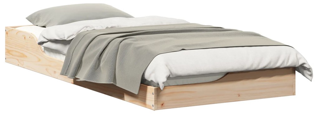 vidaXL Κρεβάτι δαπέδου Καφέ 100 x 200 cm Συμπαγές ξύλο πεύκου