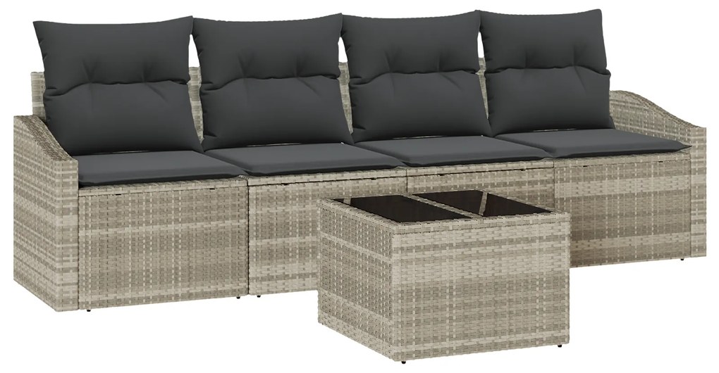 vidaXL Σετ Τραπεζαρίας 5 Τεμαχίων με Μαξιλάρια Light Grey Πολυ Ρατάν