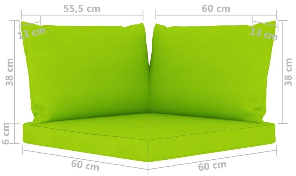 Καναπές Κήπου Τριθέσιος με Φωτεινά Πράσινα Μαξιλάρια - Πράσινο