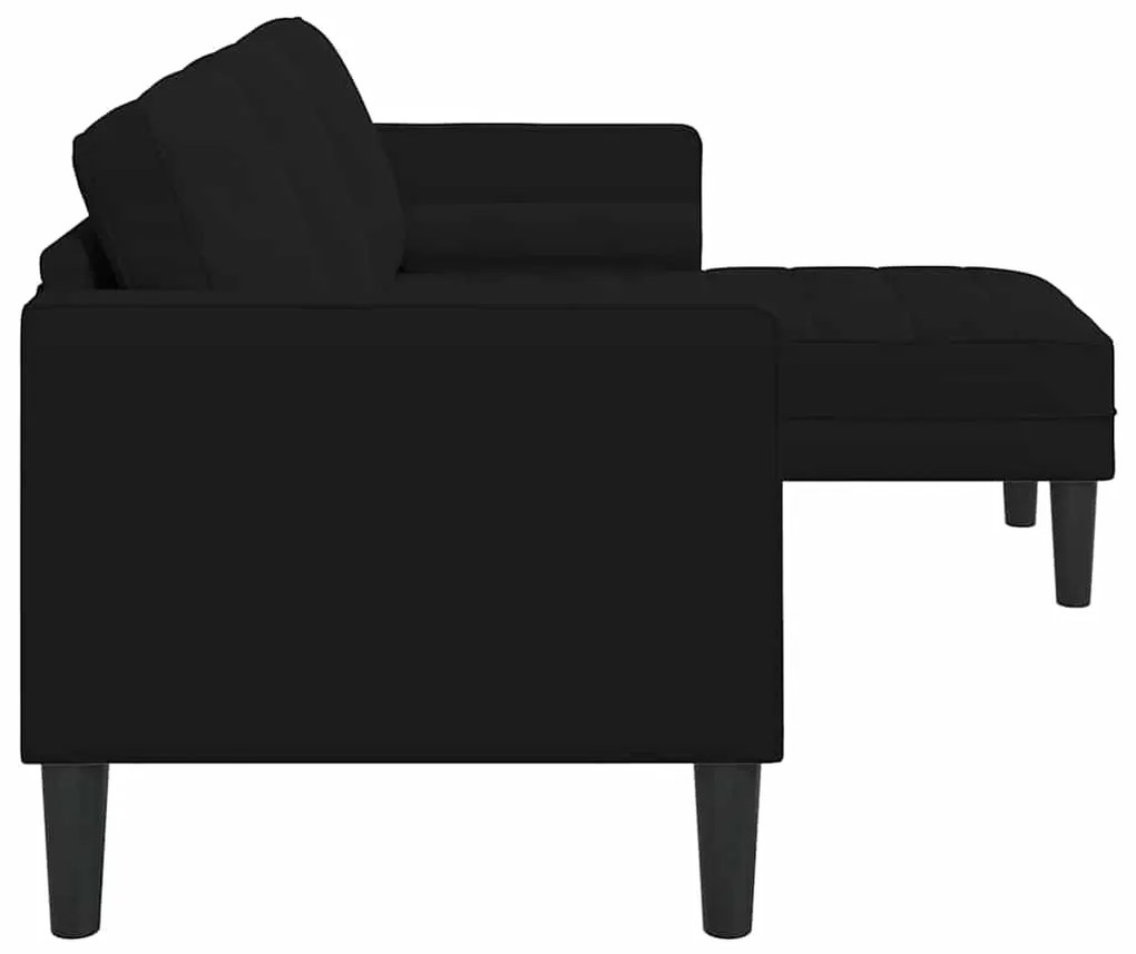 vidaXL Καναπές 3 Θέσεων με Chaise L-shaped Μαύρος 160 εκ Βελούδο