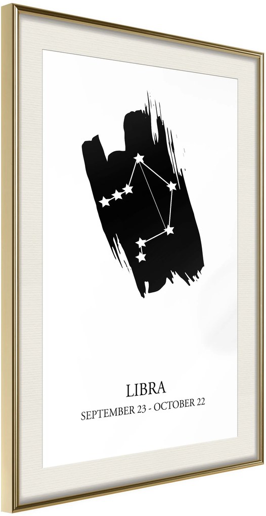 Αφίσα - Zodiac: Libra I - 30x45 - Χρυσό - Με πασπαρτού