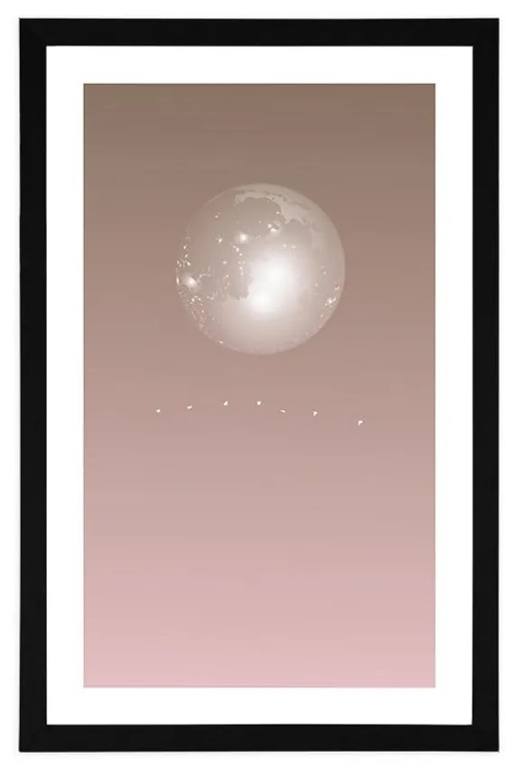 Αφίσα με παρπαστού Φεγγάρι σε απαλούς τόνους - 60x90 white